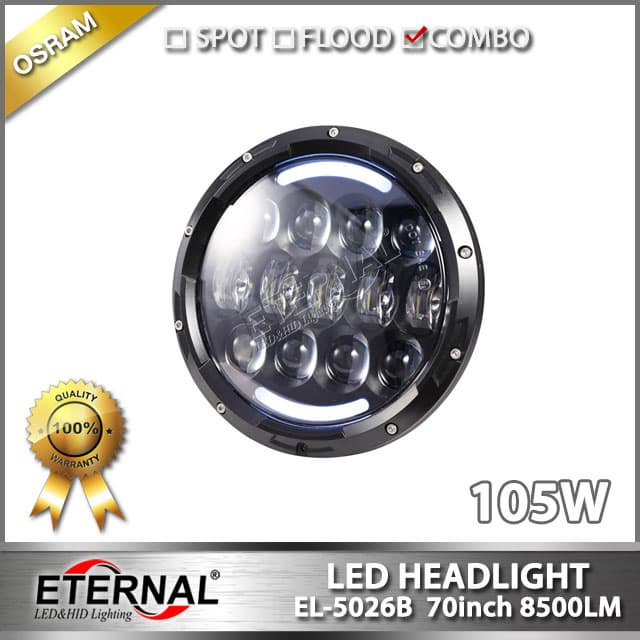 105W 7in Jeep Wrangler LED headlight PAR56 replacement kit